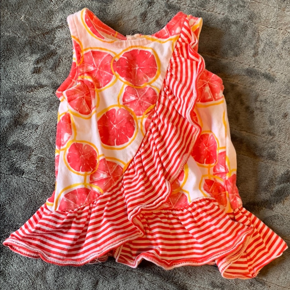 Burt's Bees Baby Red and Yellow Tank Top dress with Ruffled Hem